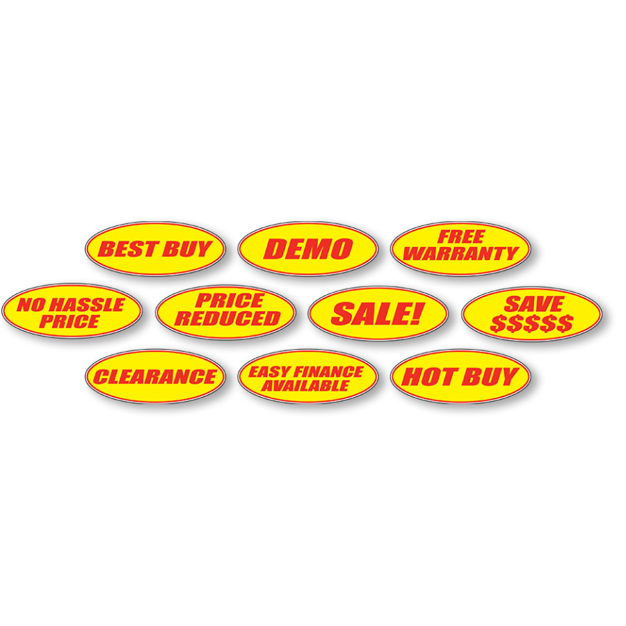14.5 Inch Red & Yellow Adhesive Windshield Slogan Car Dealer Sticker S'S