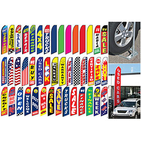 USED CARS R/W/B Auto Dealer Lot Swooper Flag Curved Vertical Feather Banner Sign